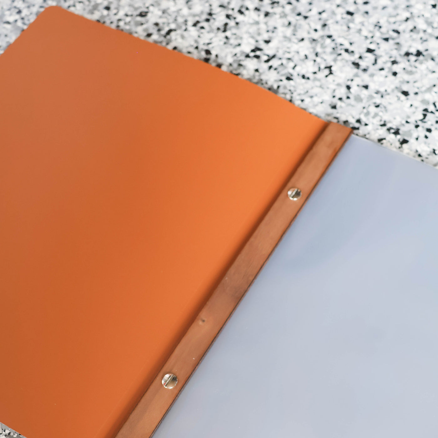 A4 Leather Cover, Timber Binder, Black Poly Back Menu