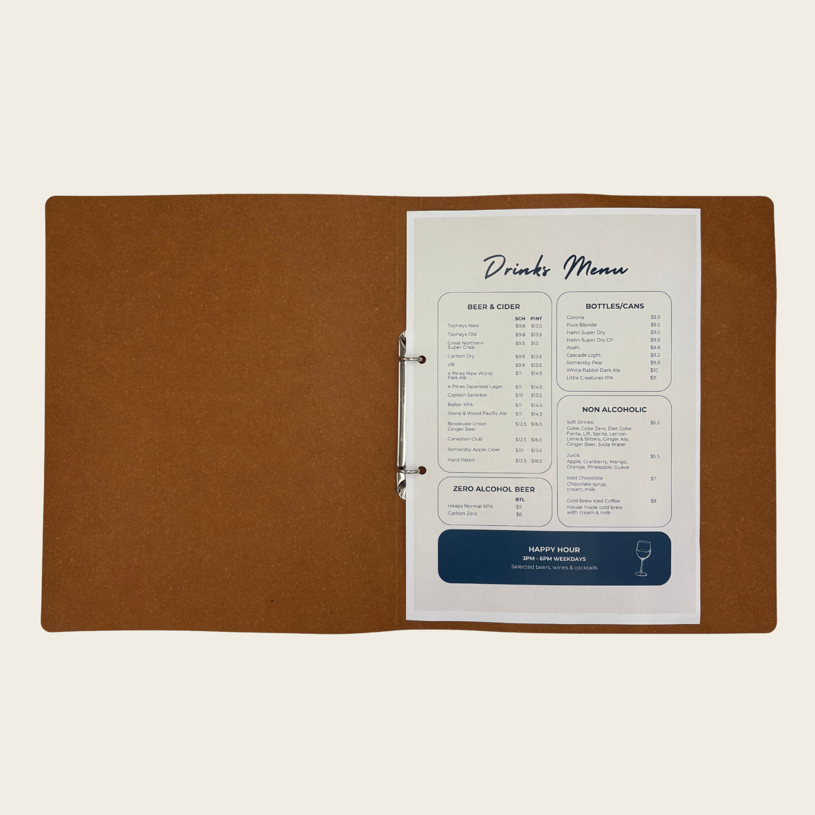 Leather Menu Covers