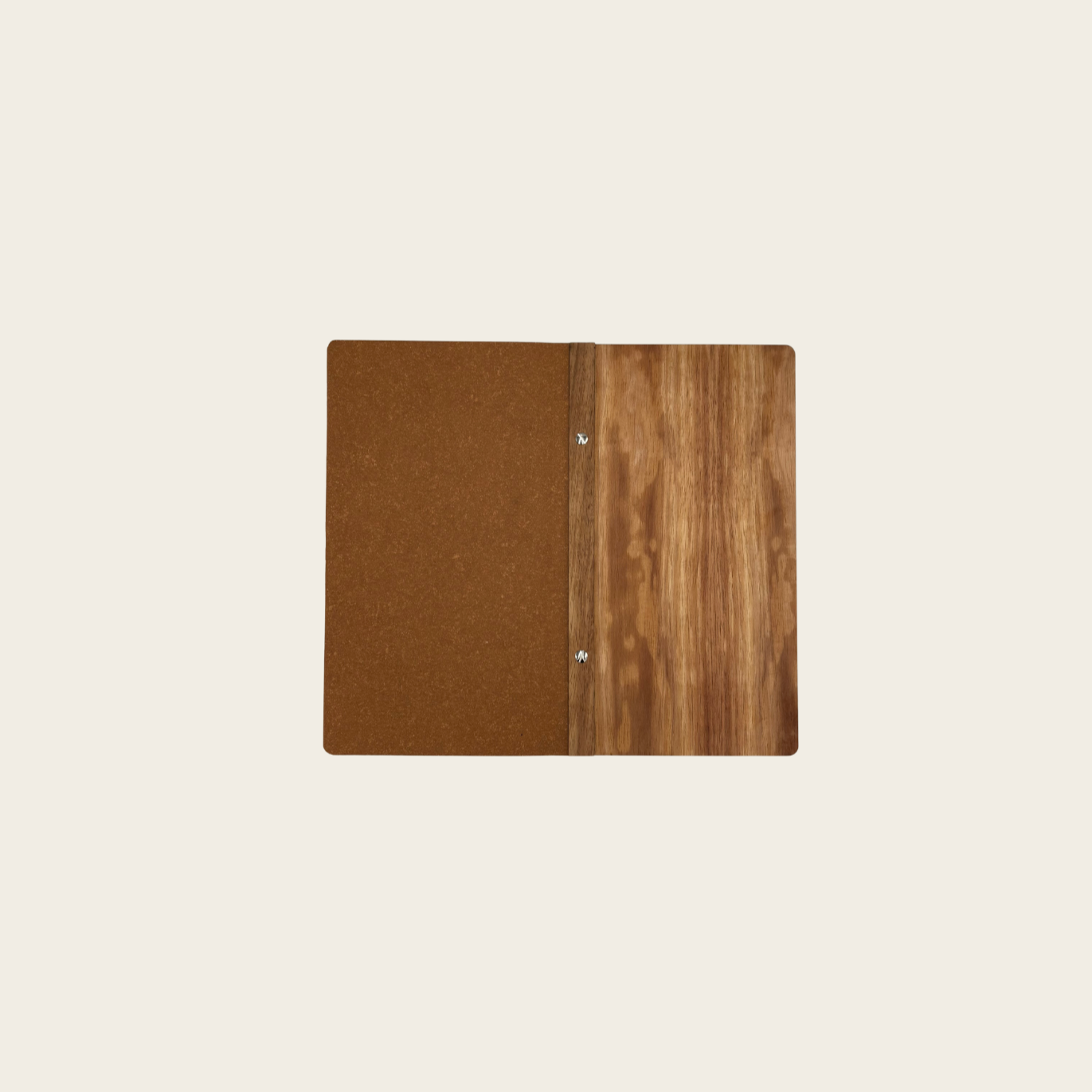 A4 Slimline Leather Cover, Timber Binder, Timber Back Menu